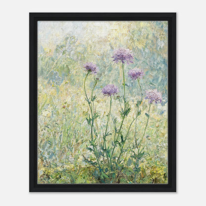 Wild Purple Blossoms in Sunlit Meadow Impressionist Art Print