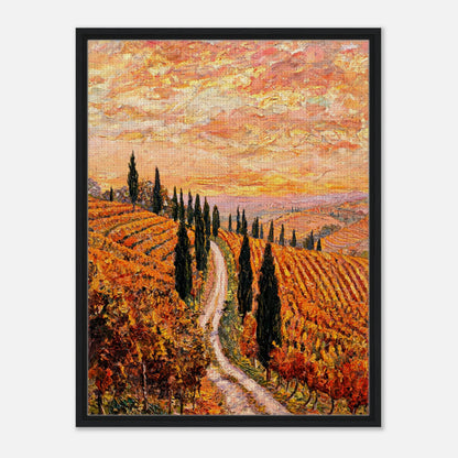 Tuscan Cypress Road Autumn Vineyard Impressionist Art Print