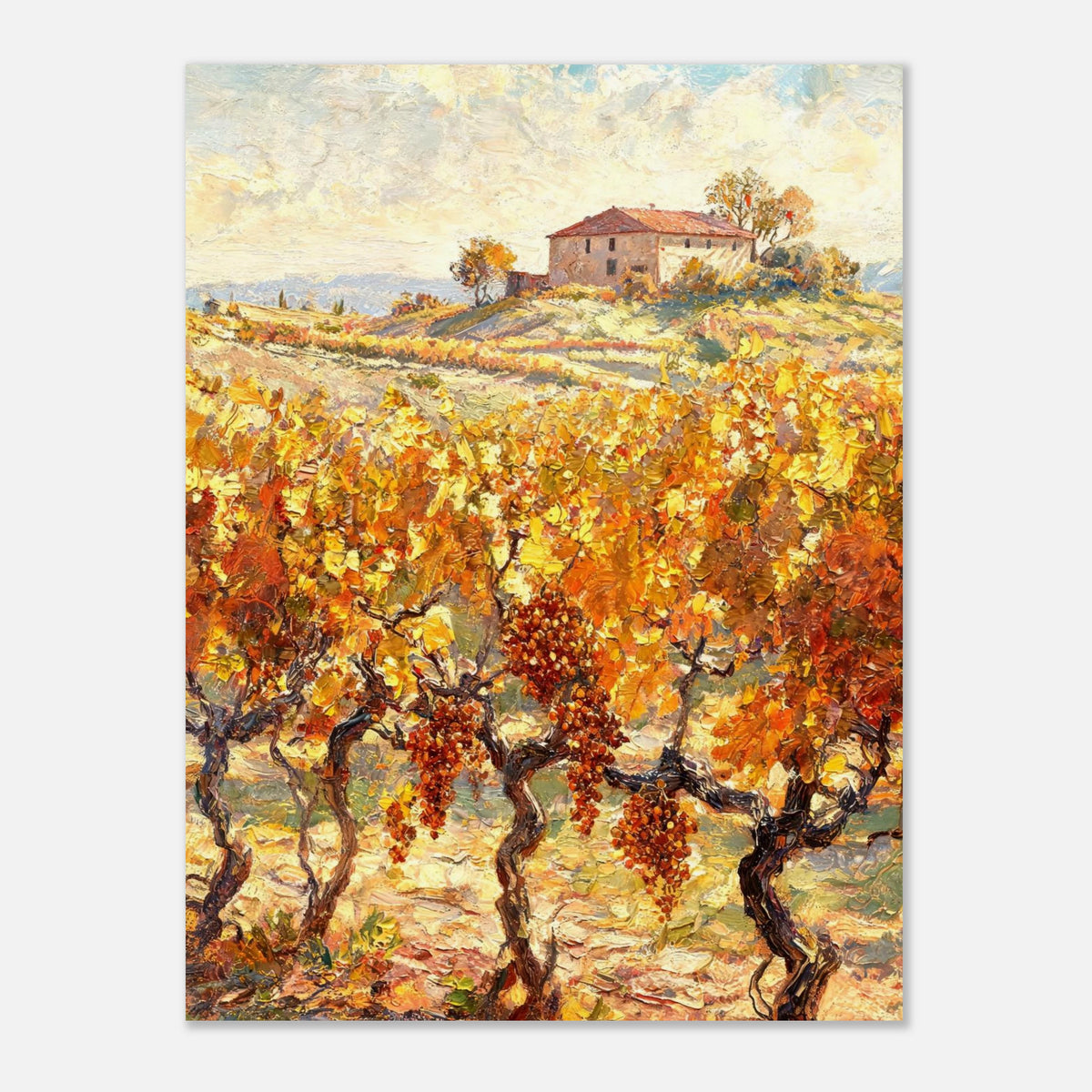 Tuscan Vineyard in Autumn Impressionist Art Print