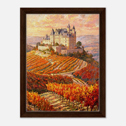 Autumn French Castle Vineyard Impressionist Art Print