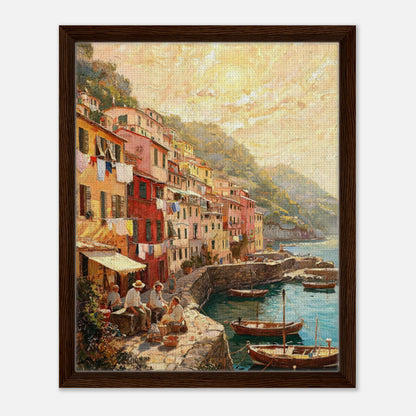 Sunlit Mediterranean Coastal Village Impressionist Art Print