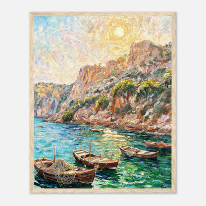 Mediterranean Coastal Cove Fishing Boats Impressionist Art Print