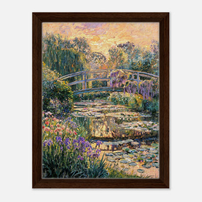 Golden Sunset Japanese Bridge Impressionist Art Print