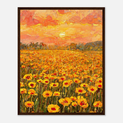 Golden Poppy Field at Sunset Impressionist Art Print