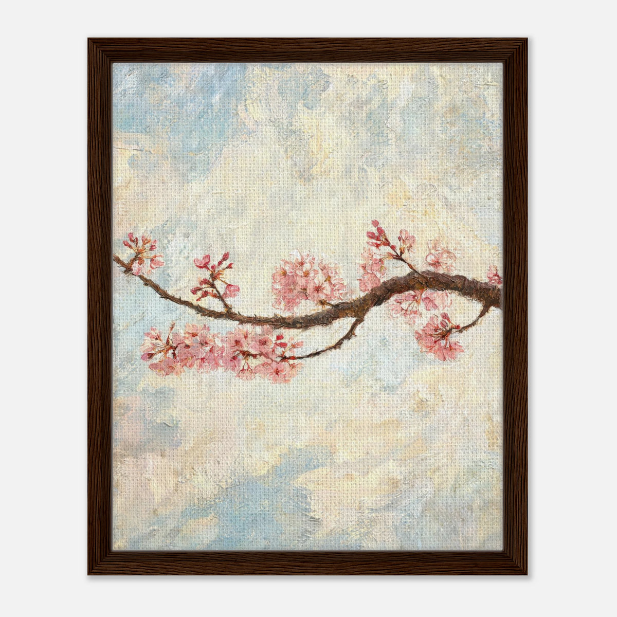 Blossoming Cherry Branch & Pastel Sky Impressionist Art Print