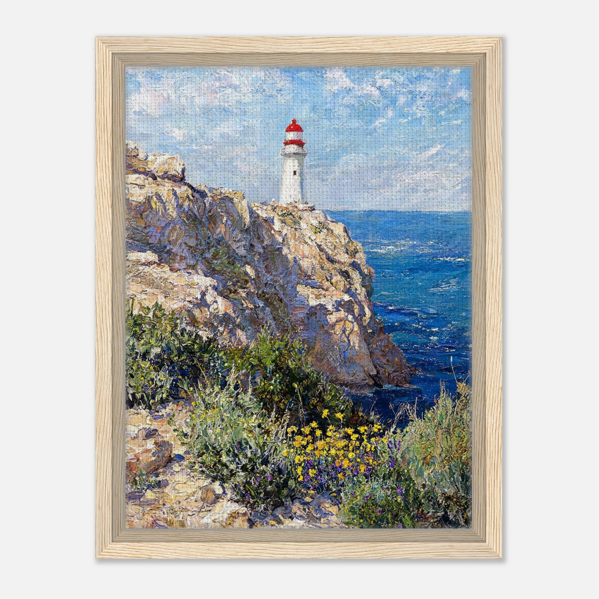 Coastal Cliff Lighthouse Coastal View Impressionist Art Print