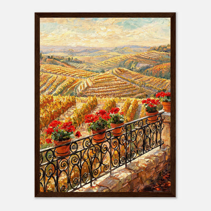 Tuscan Terrace Autumn Vineyard View Impressionist Art Print