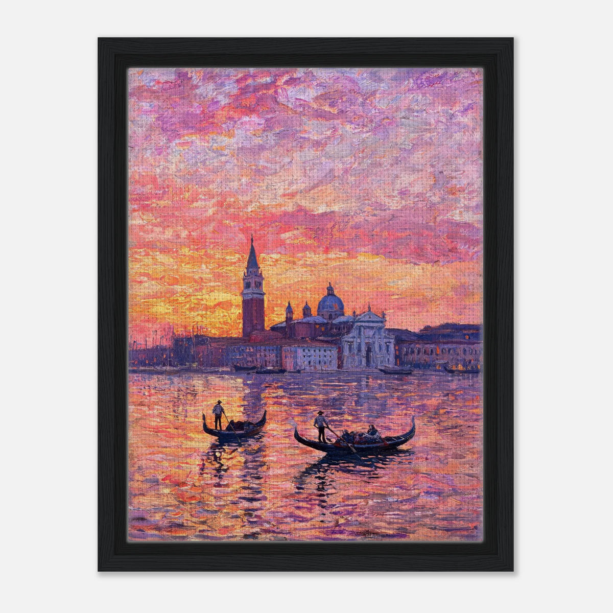 Venetian Gondolas at Sunset Impressionist Art Print