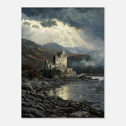 Historic Scottish Castle by Lakeside Impressionist Art Print