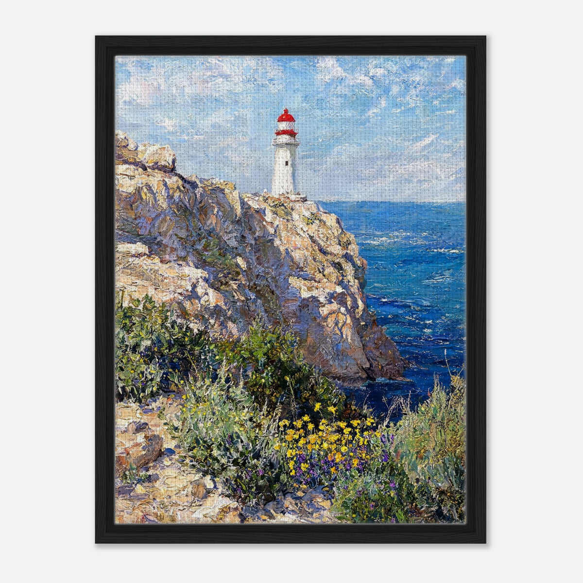Coastal Cliff Lighthouse Coastal View Impressionist Art Print