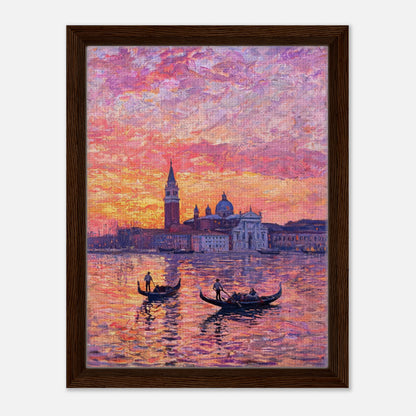 Venetian Gondolas at Sunset Impressionist Art Print