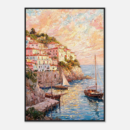 Amalfi Coast Sunset Village Impressionist Art Print