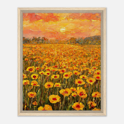 Golden Poppy Field at Sunset Impressionist Art Print