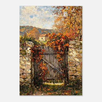 Autumn Garden Gate Cottage Impressionist Art Print