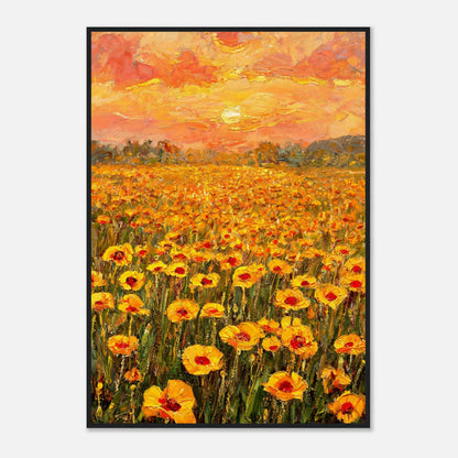 Golden Poppy Field at Sunset Impressionist Art Print