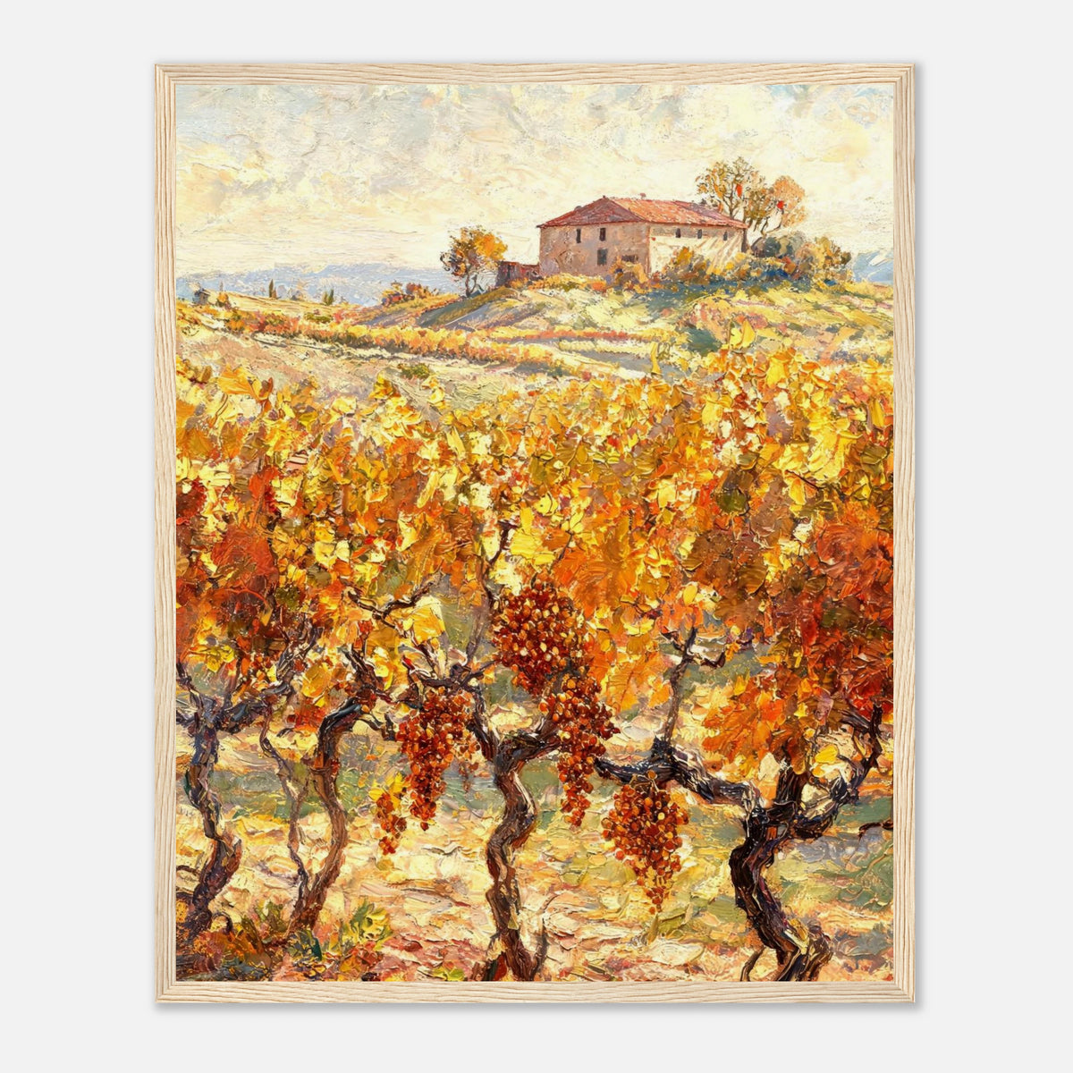 Tuscan Vineyard in Autumn Impressionist Art Print