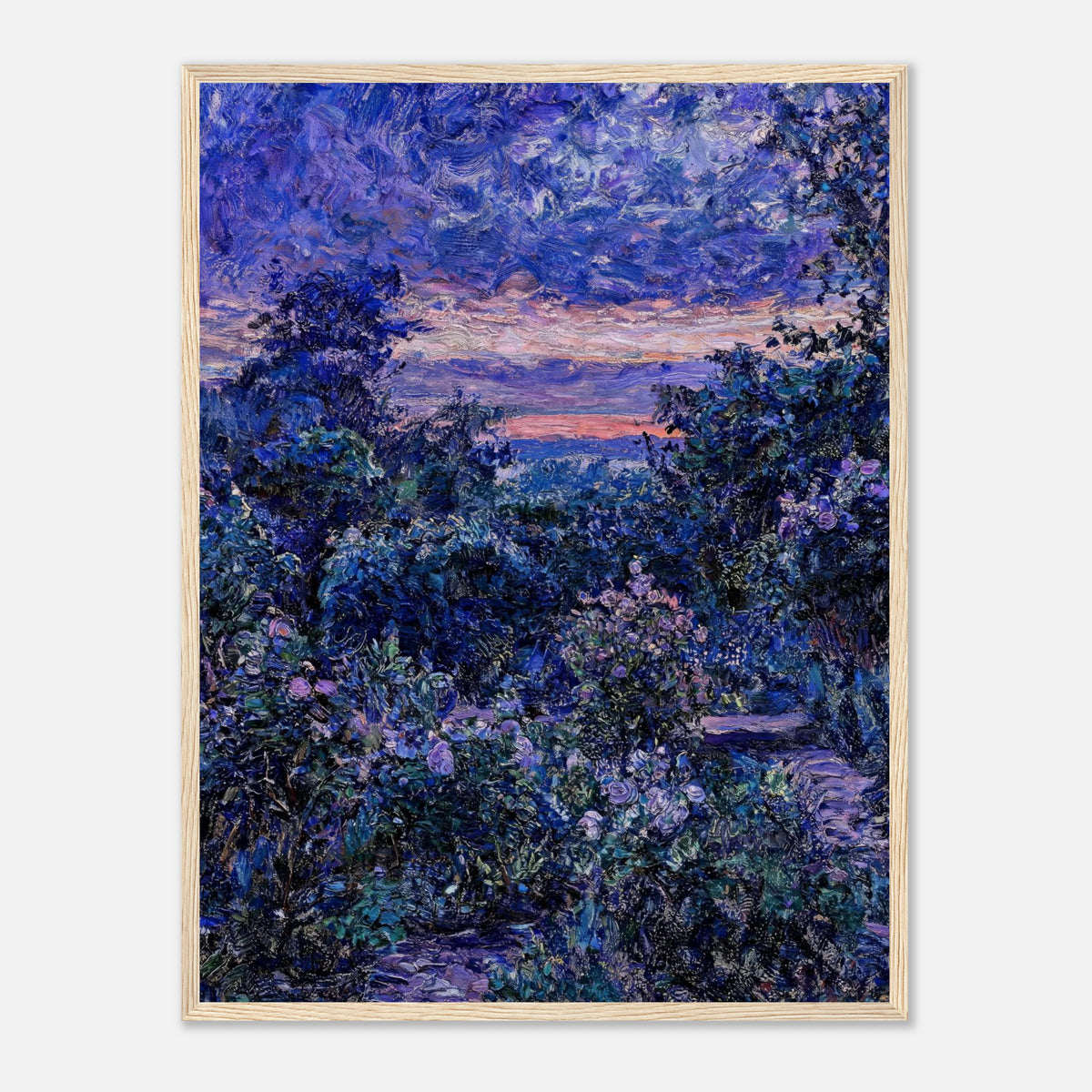 Twilight Garden & Blue Dusk Impressionist Art Print