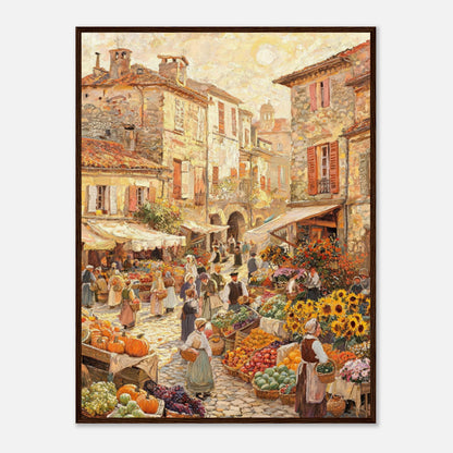Autumn European Village Market Impressionist Art Print