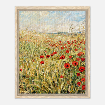 Golden Meadow & Red Poppies Impressionist Art Print