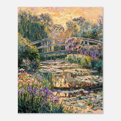 Golden Sunset Japanese Bridge Impressionist Art Print
