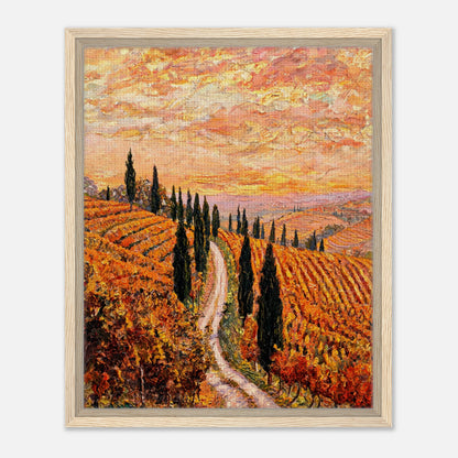 Tuscan Cypress Road Autumn Vineyard Impressionist Art Print