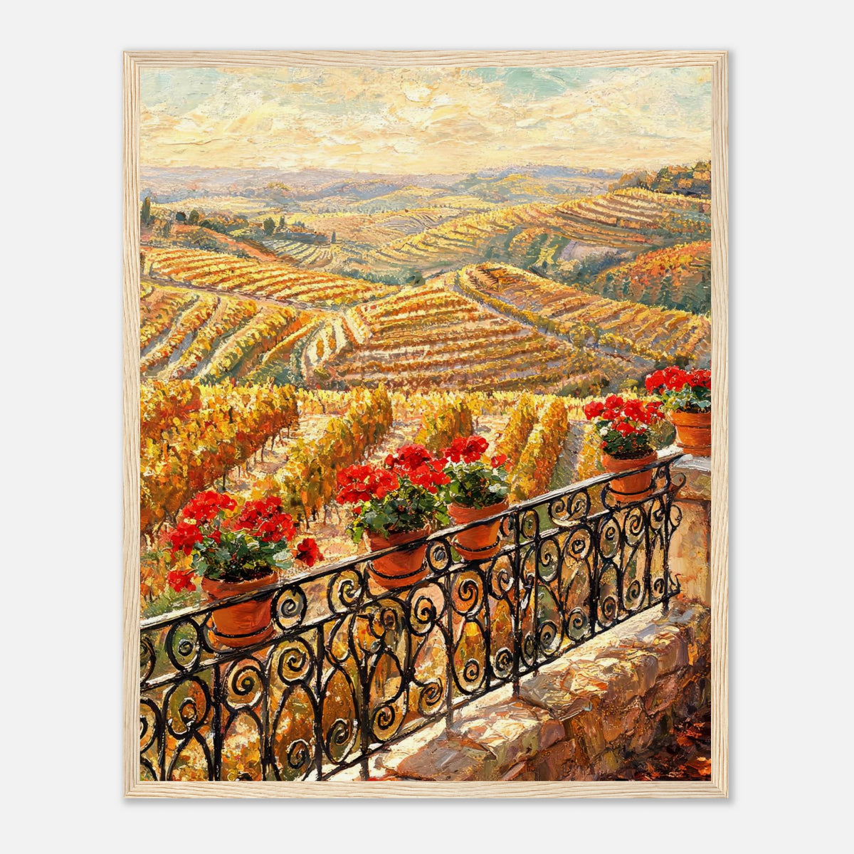 Tuscan Terrace Autumn Vineyard View Impressionist Art Print