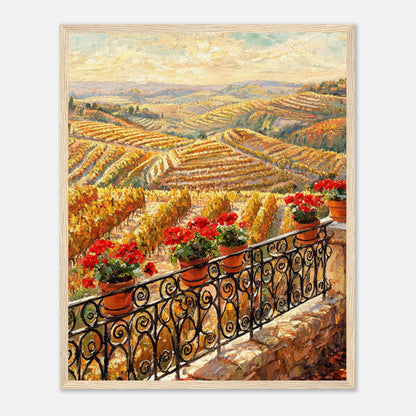Tuscan Terrace Autumn Vineyard View Impressionist Art Print