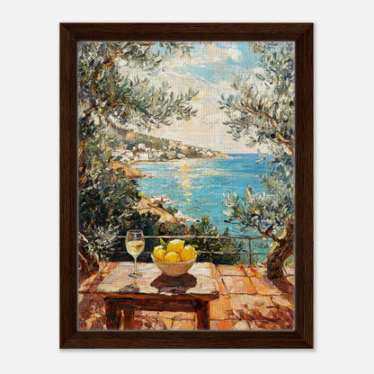 Mediterranean Terrace Lemons Sea View Impressionist Art Print