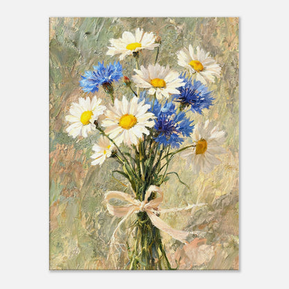 Wild Daisy & Blue Cornflower Bouquet Impressionist Art Print