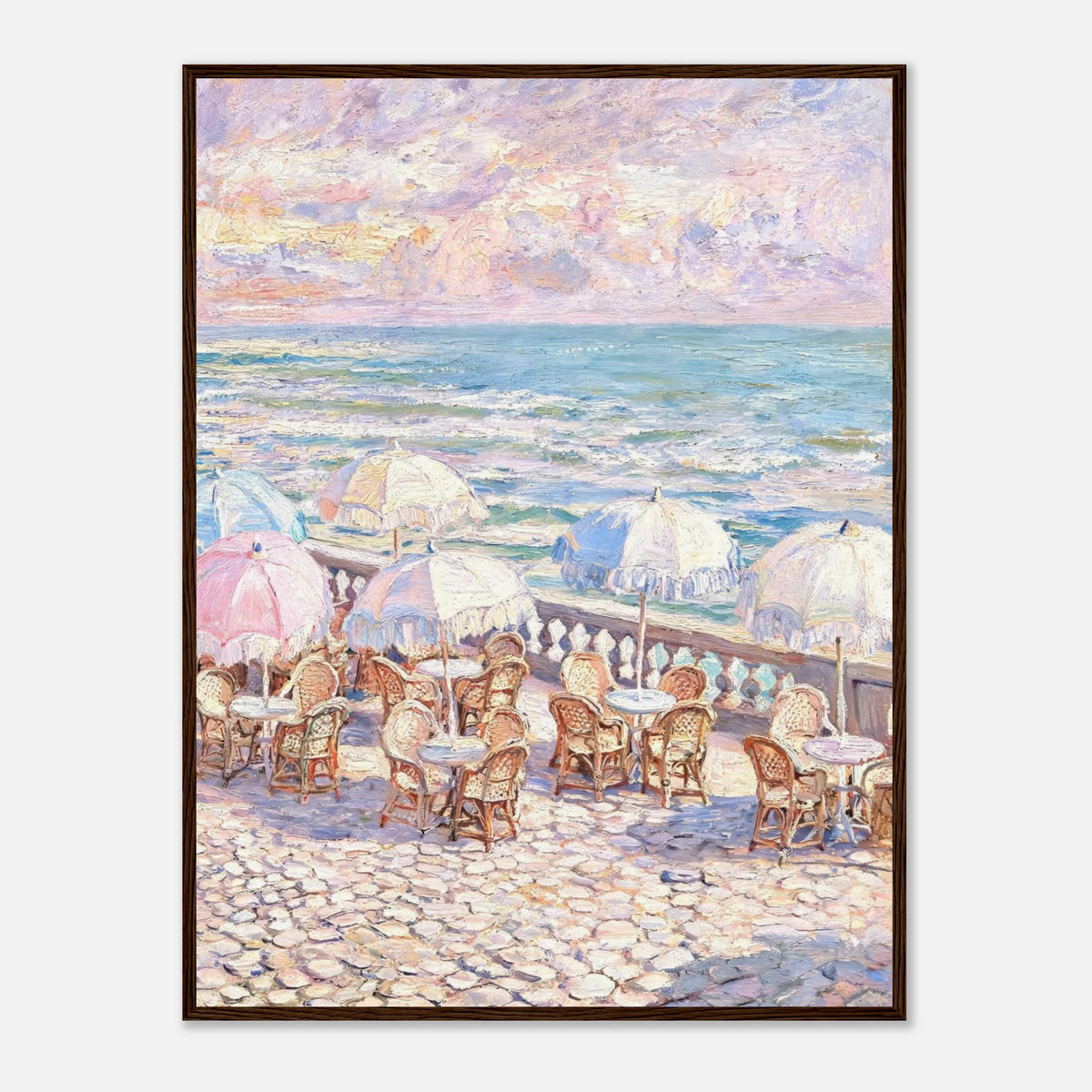 Pastel Seaside Cafe Impressionist Art Print