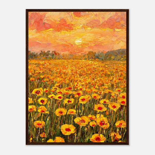 Golden Poppy Field at Sunset Impressionist Art Print