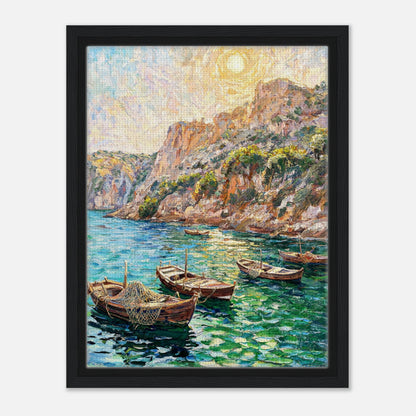 Mediterranean Coastal Cove Fishing Boats Impressionist Art Print