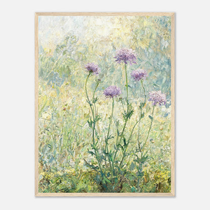 Wild Purple Blossoms in Sunlit Meadow Impressionist Art Print