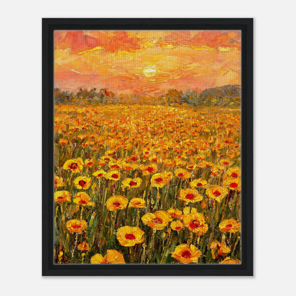 Golden Poppy Field at Sunset Impressionist Art Print