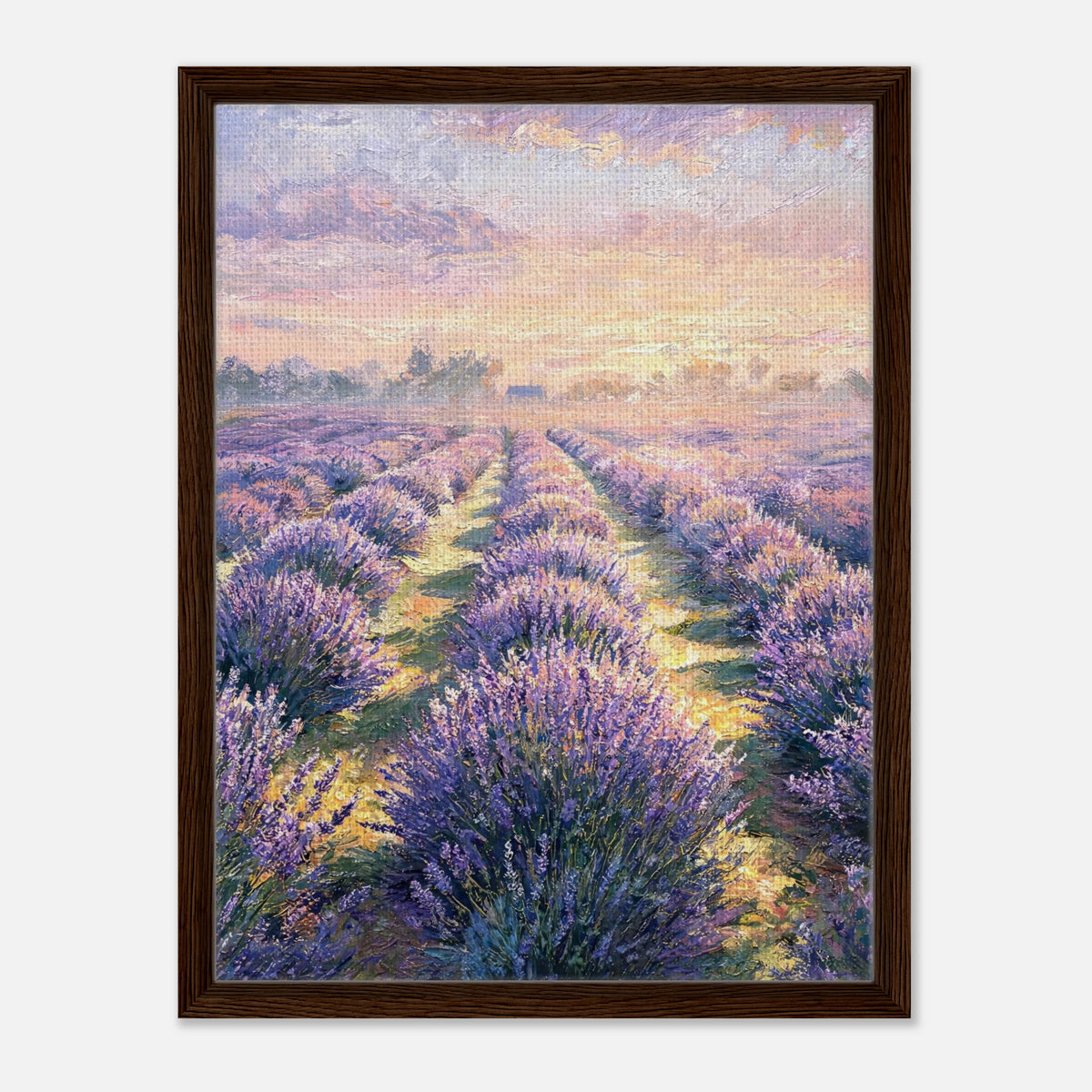 Provence Lavender Field at Sunset Impressionist Art Print