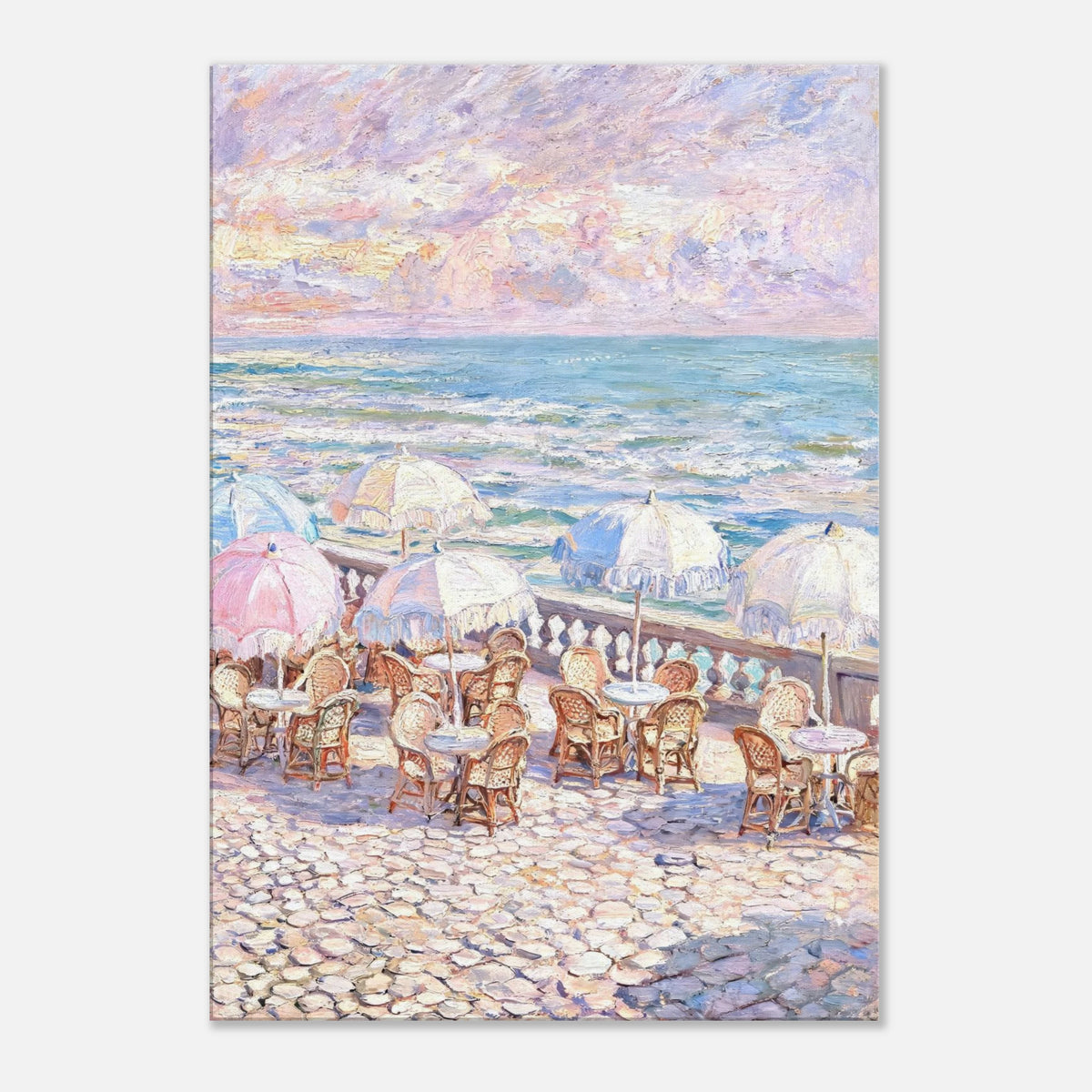 Pastel Seaside Cafe Impressionist Art Print