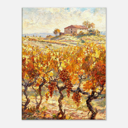 Tuscan Vineyard in Autumn Impressionist Art Print