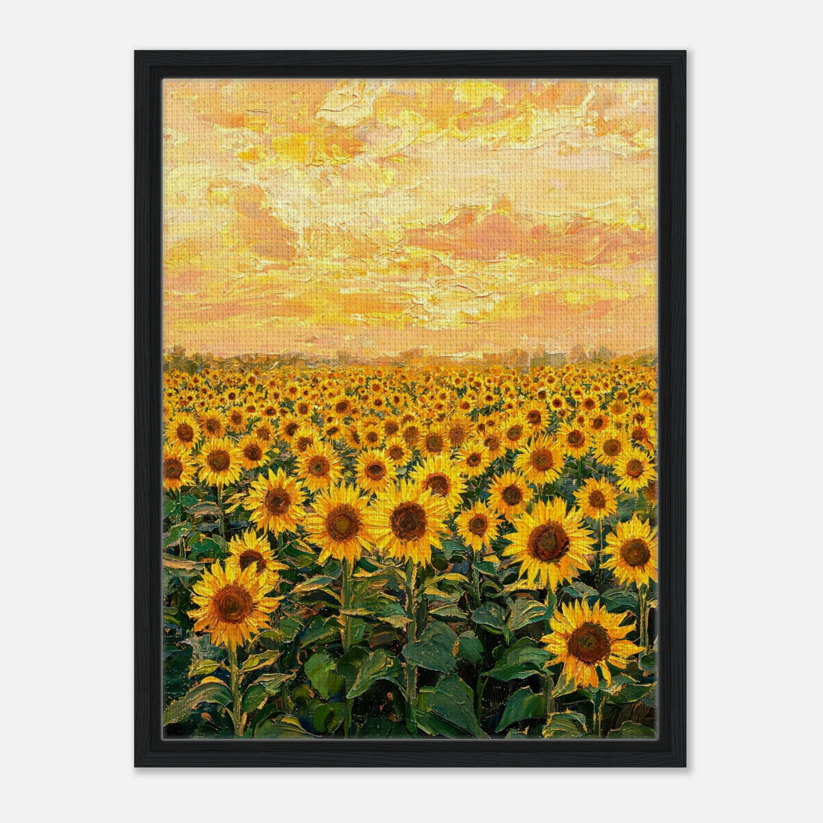 Golden Sunflower Field at Sunset Impressionist Art Print