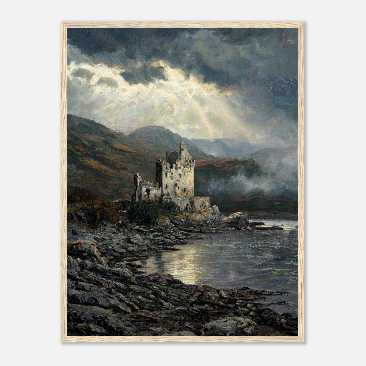 Historic Scottish Castle by Lakeside Impressionist Art Print