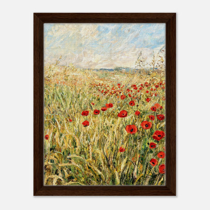 Golden Meadow & Red Poppies Impressionist Art Print