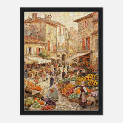 Autumn European Village Market Impressionist Art Print