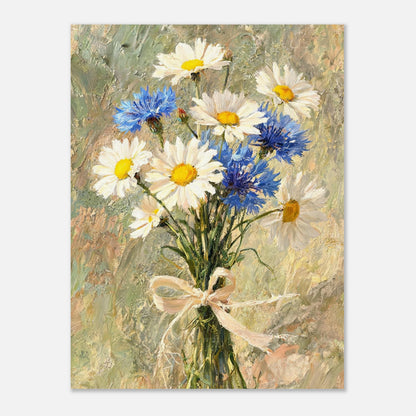 Wild Daisy & Blue Cornflower Bouquet Impressionist Art Print