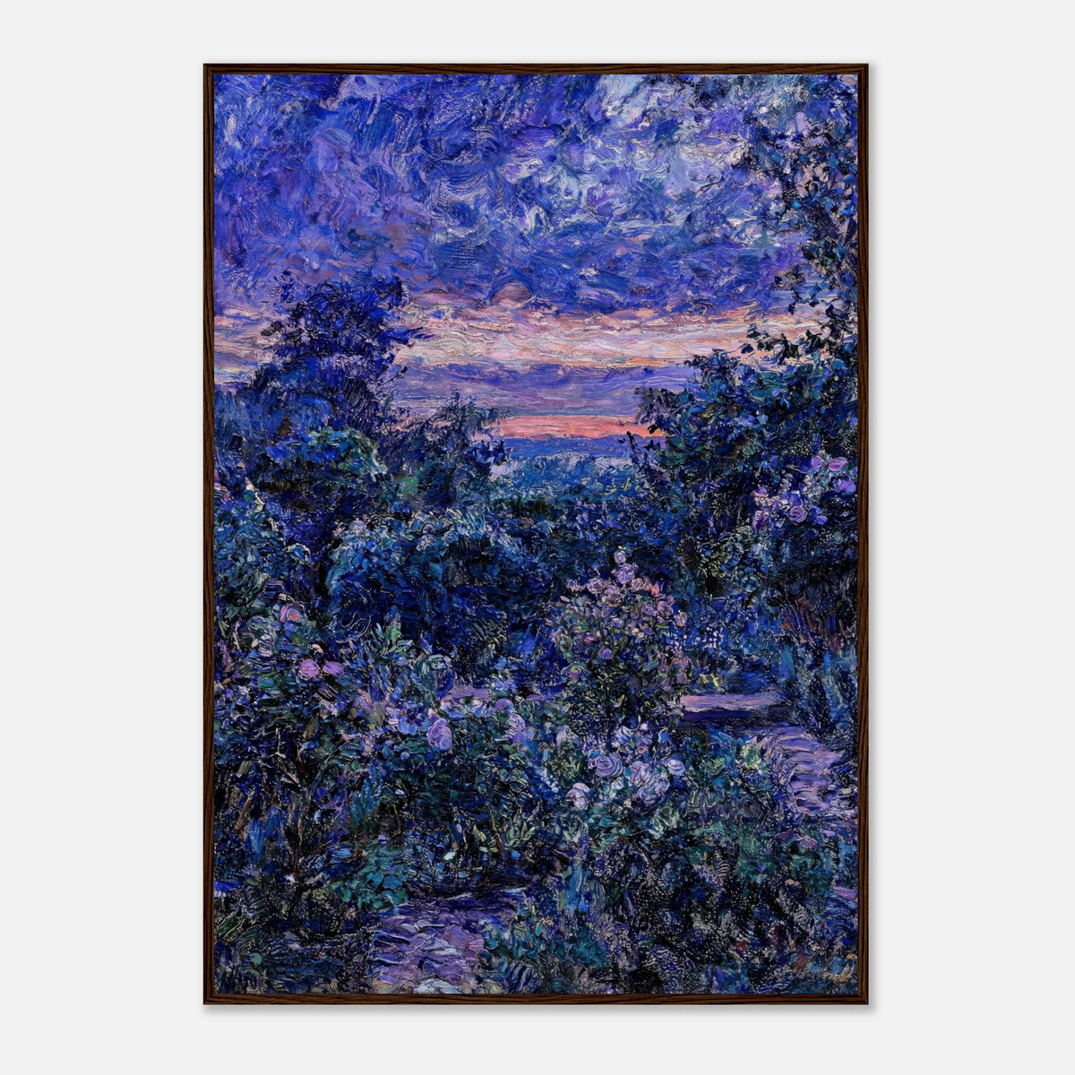 Twilight Garden & Blue Dusk Impressionist Art Print