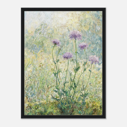 Wild Purple Blossoms in Sunlit Meadow Impressionist Art Print