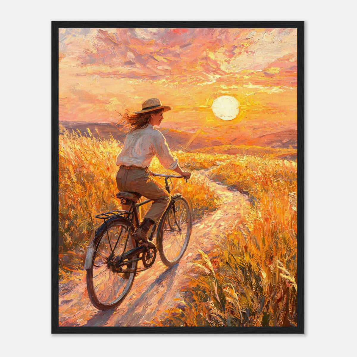 Sunset Bicycle Ride Framed Fine Art Print