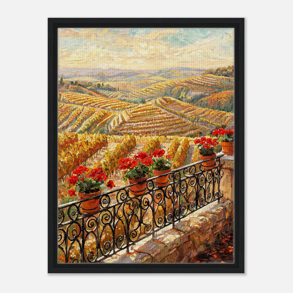 Tuscan Terrace Autumn Vineyard View Impressionist Art Print