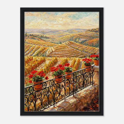 Tuscan Terrace Autumn Vineyard View Impressionist Art Print