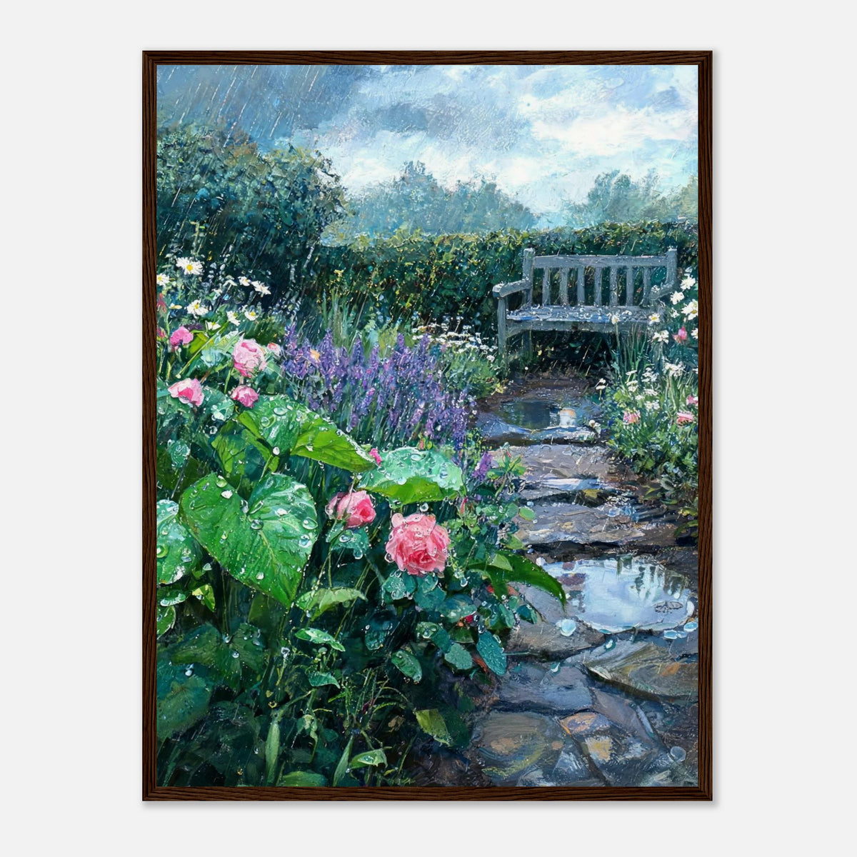 Raindrops in the Secret Garden Impressionist Art Print