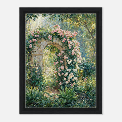 Rose-Covered Stone Arch & Sunlit Garden Impressionist Art Print