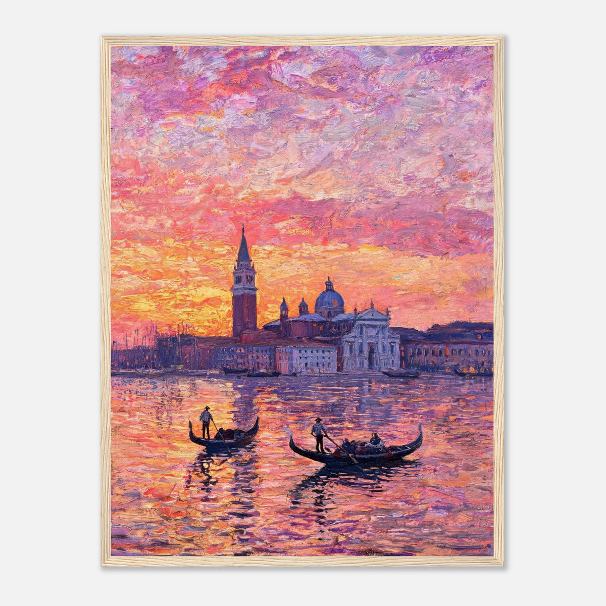 Venetian Gondolas at Sunset Impressionist Art Print